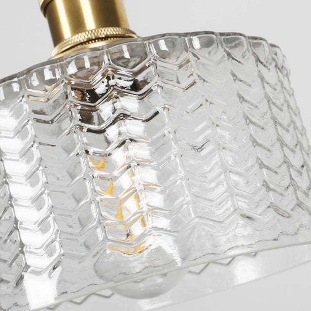 Lampe suspendue japonaise en verre vert et laiton