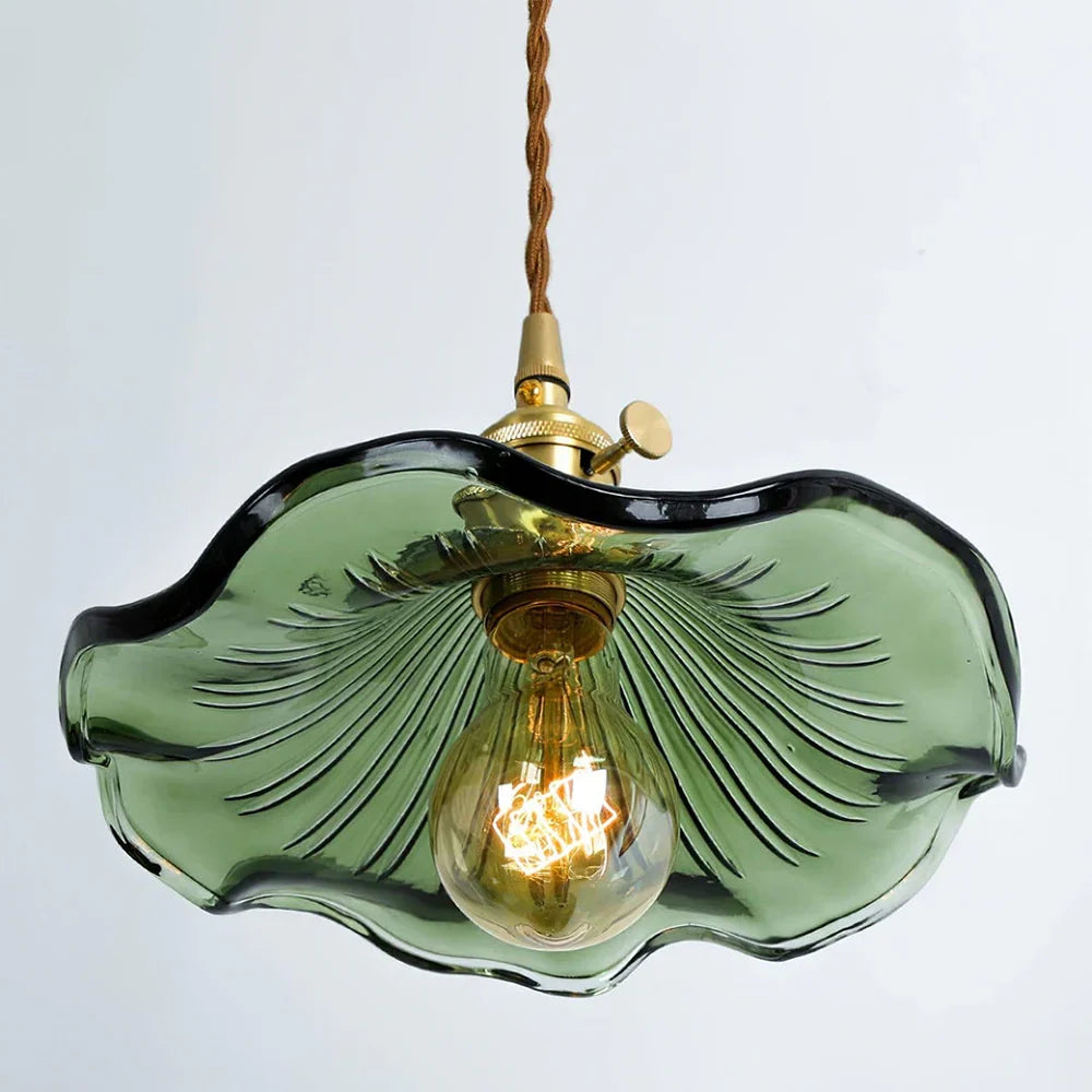 Suspension vintage en verre floral