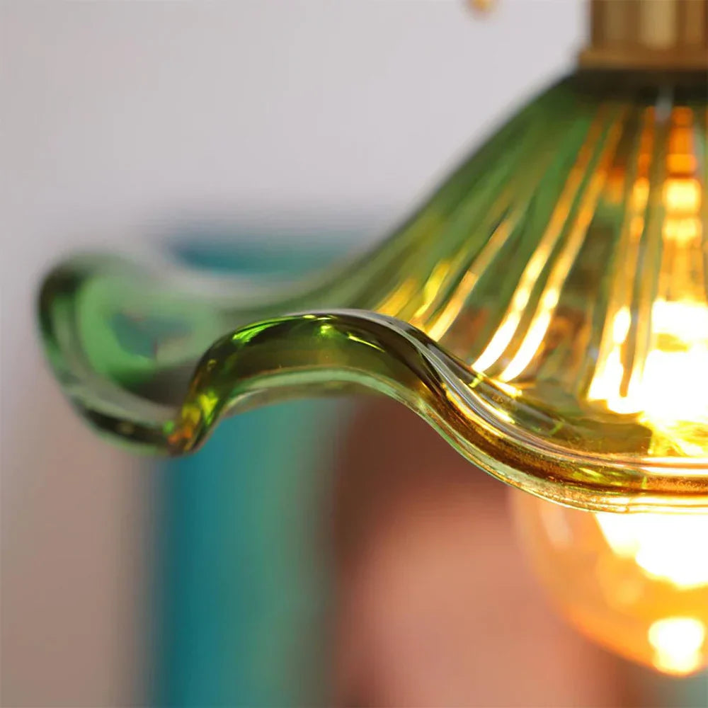Suspension vintage en verre floral