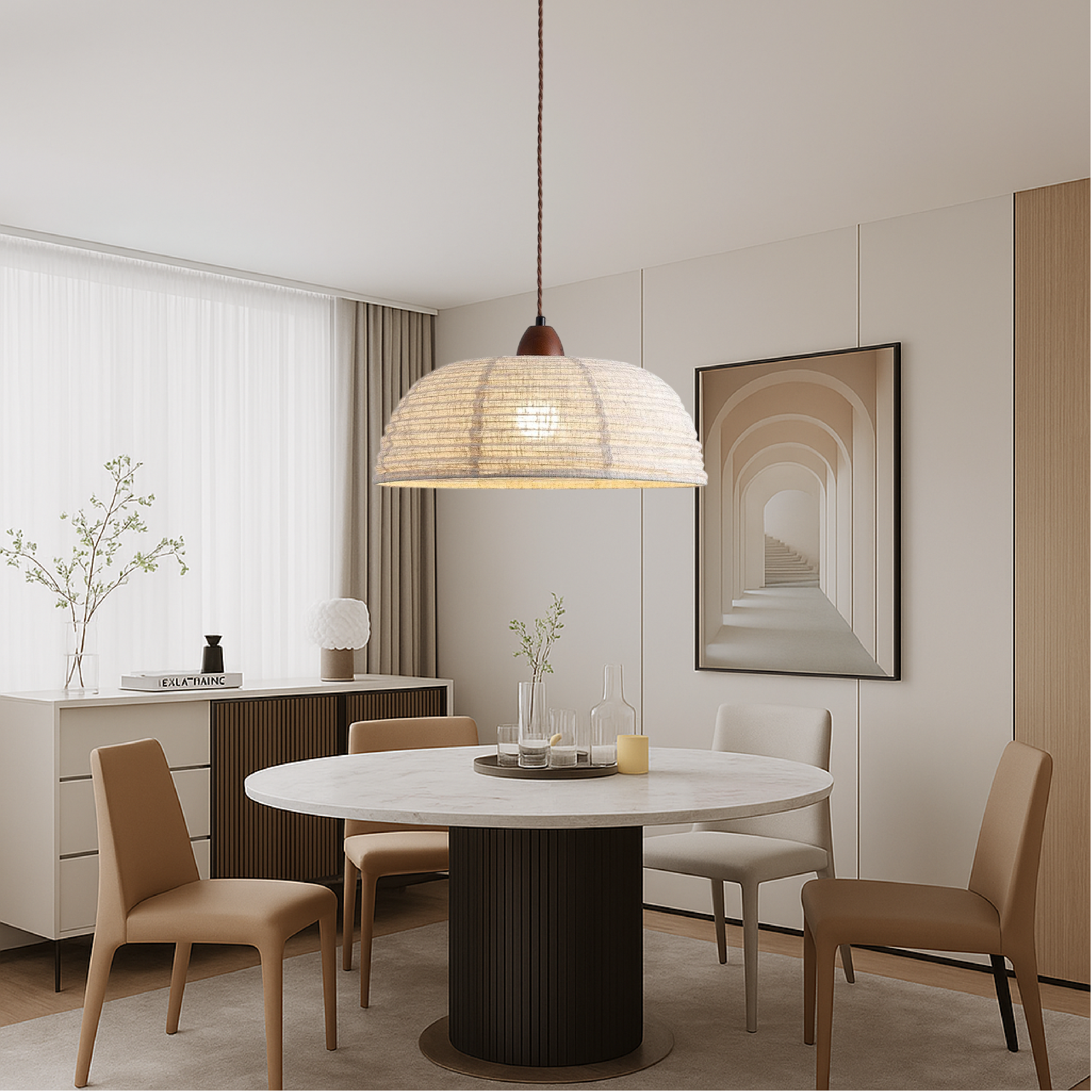 Lampe suspendue scandinave moderne en tissu
