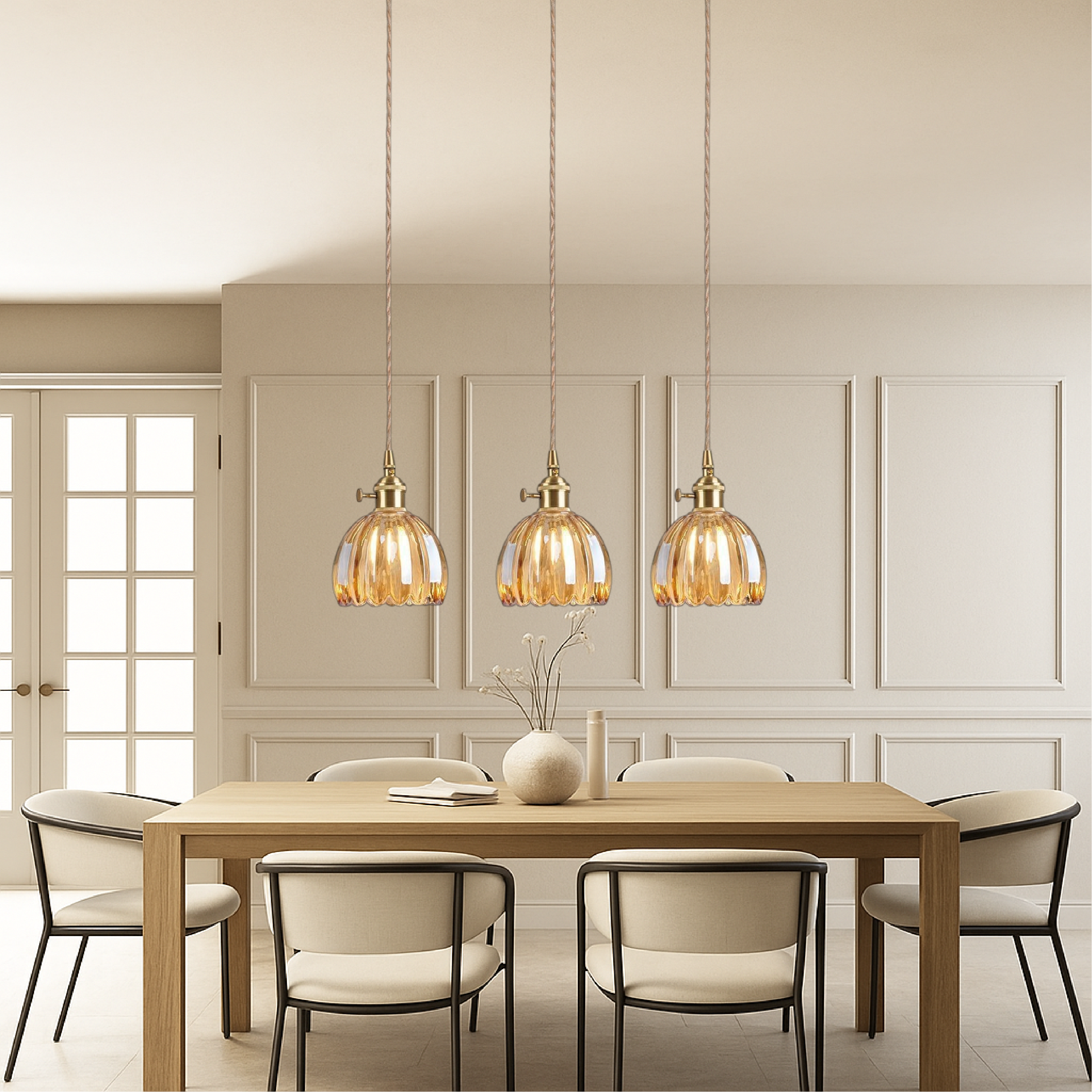 Lampe suspendue japonaise en verre