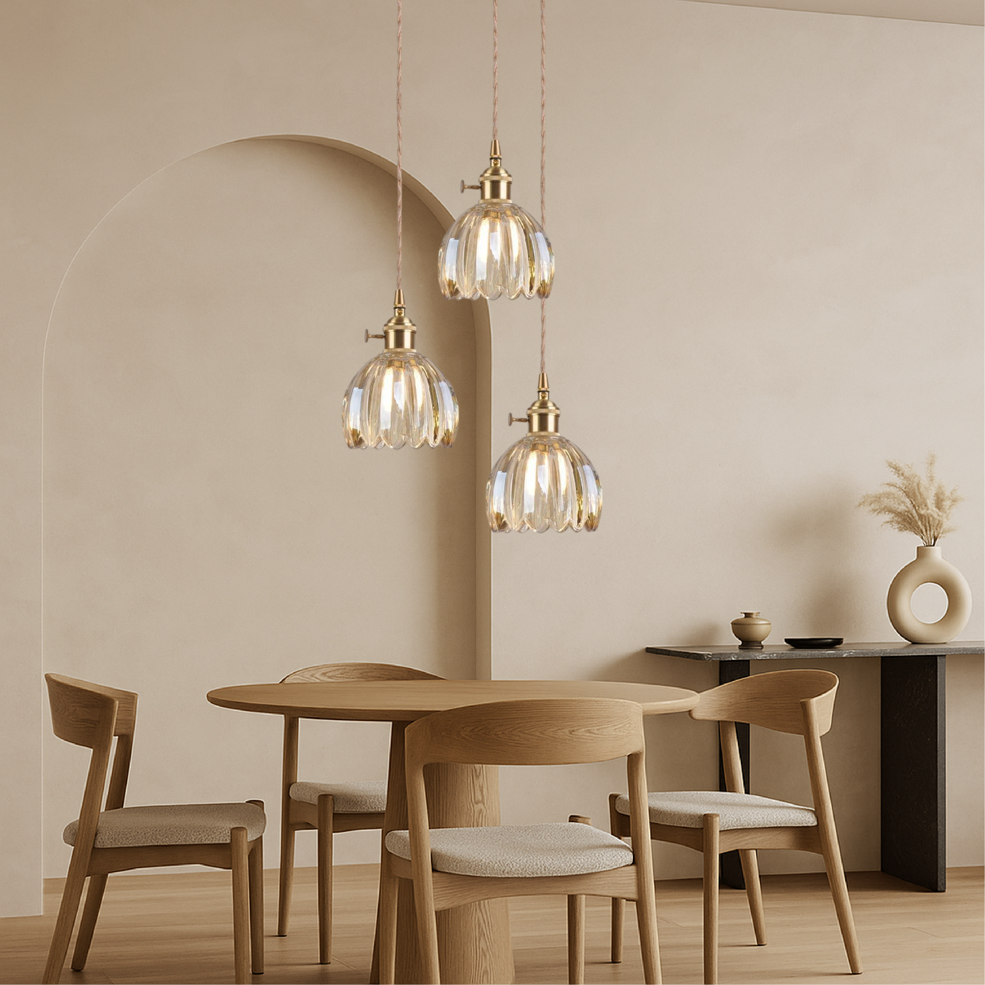 Lampe suspendue japonaise en verre