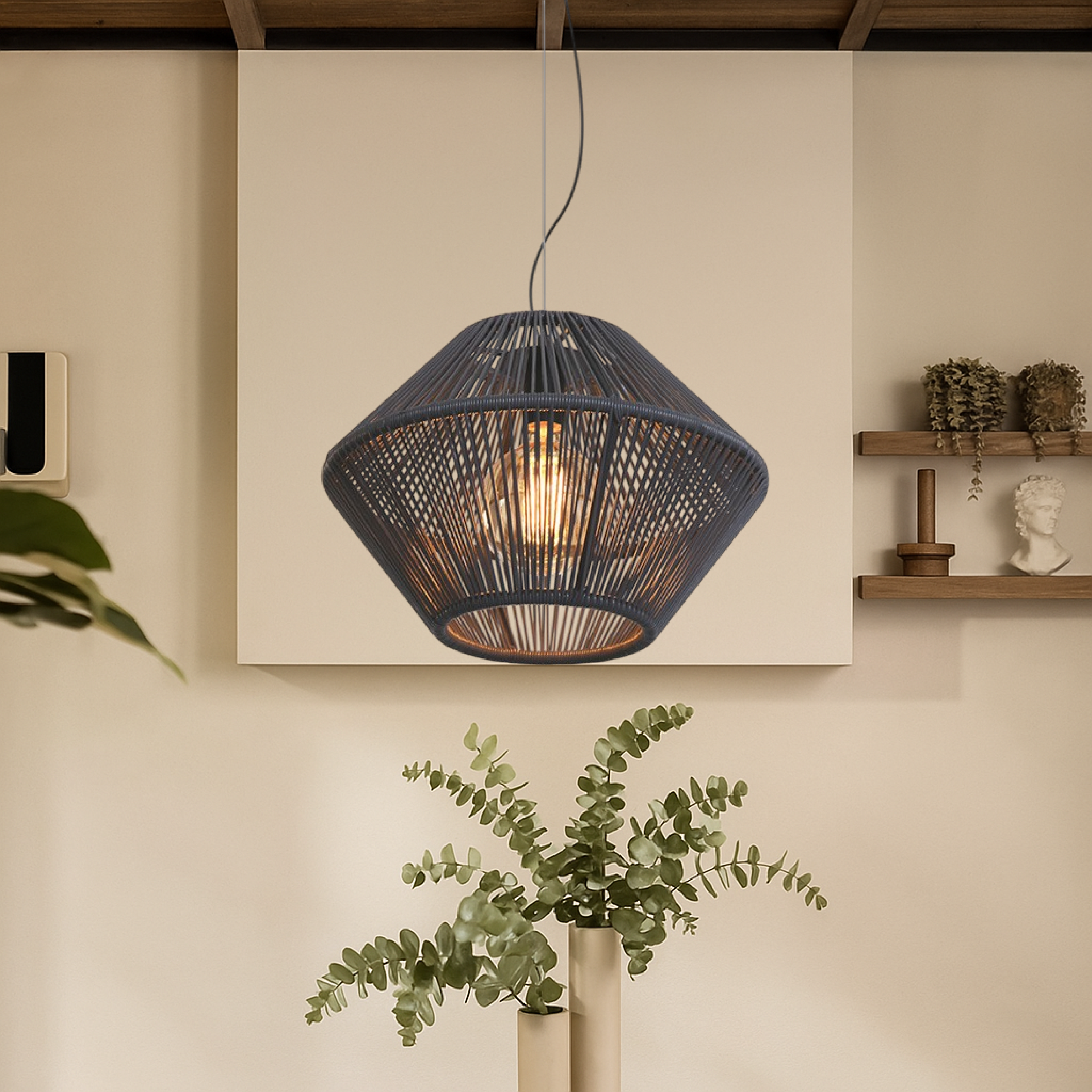 Lampe suspendue moderne tissée à la main