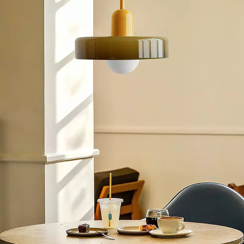 Lampe suspendue Bauhaus artistique en verre