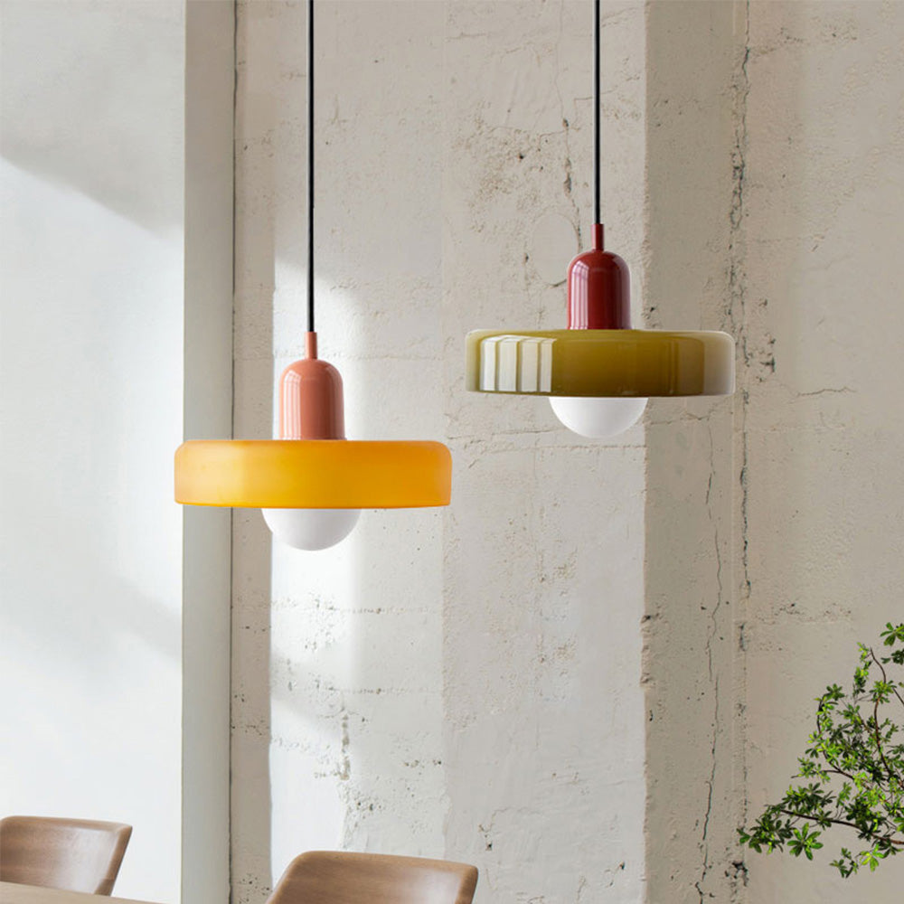 Lampe suspendue Bauhaus artistique en verre