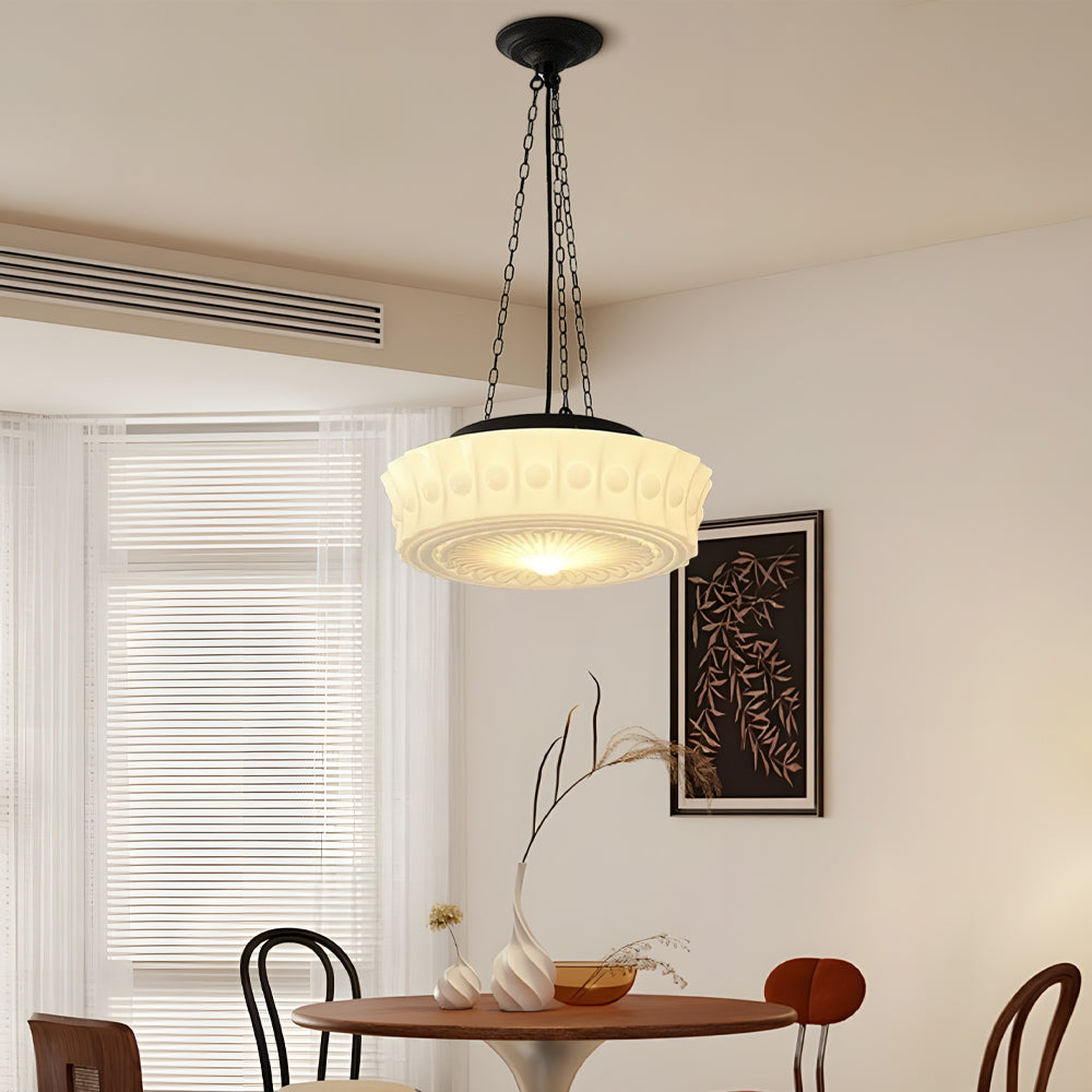 Lampe suspendue minimaliste en opale blanc laiteux