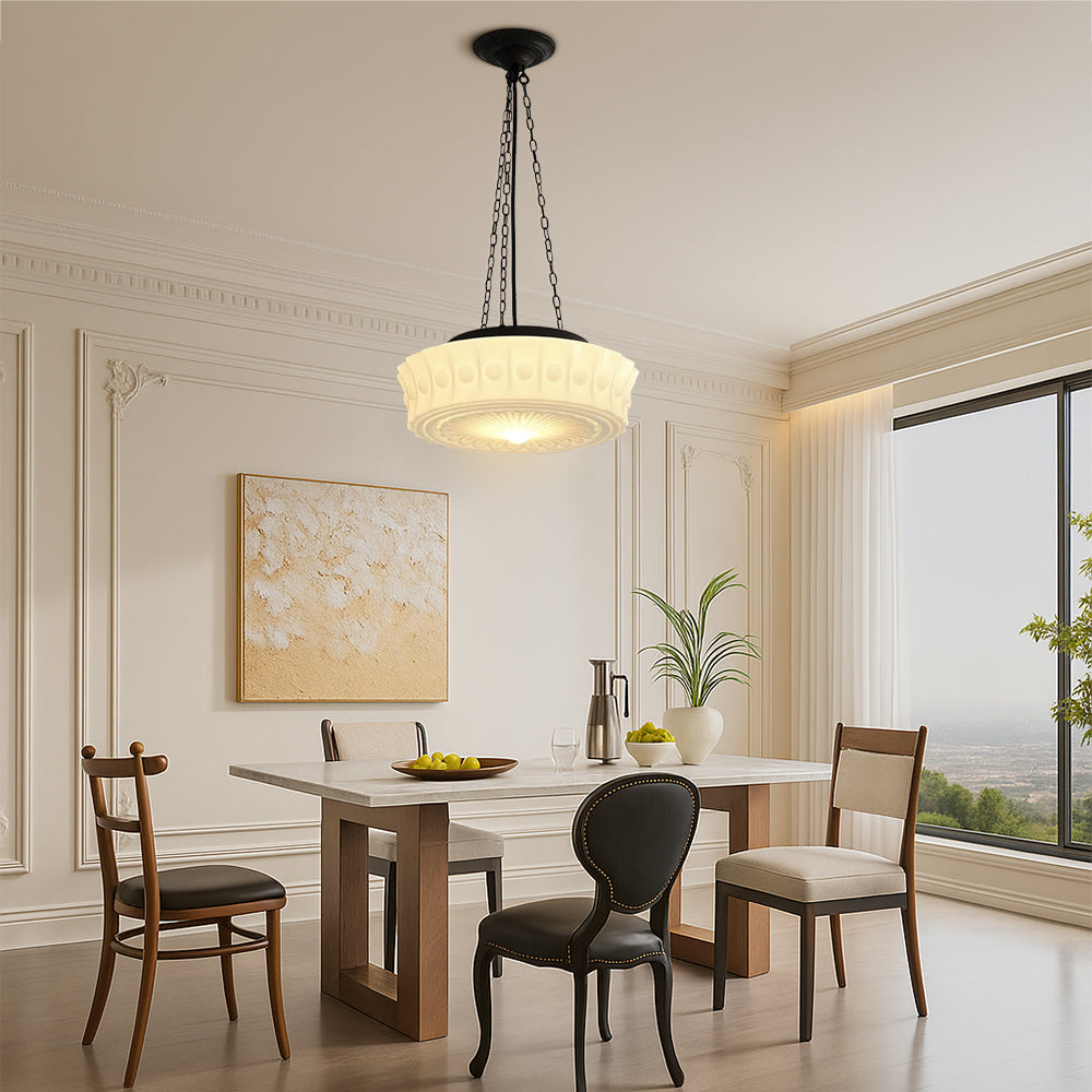 Lampe suspendue minimaliste en opale blanc laiteux
