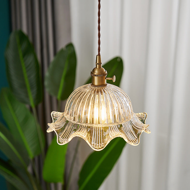 Lampe suspendue scandinave vintage en verre transparent