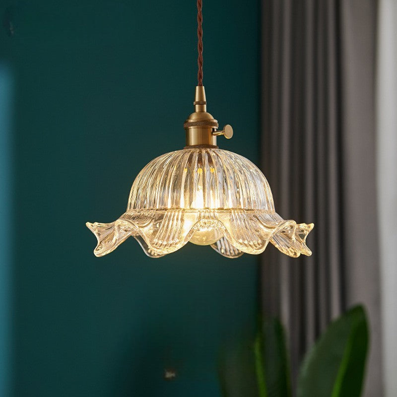 Lampe suspendue scandinave vintage en verre transparent