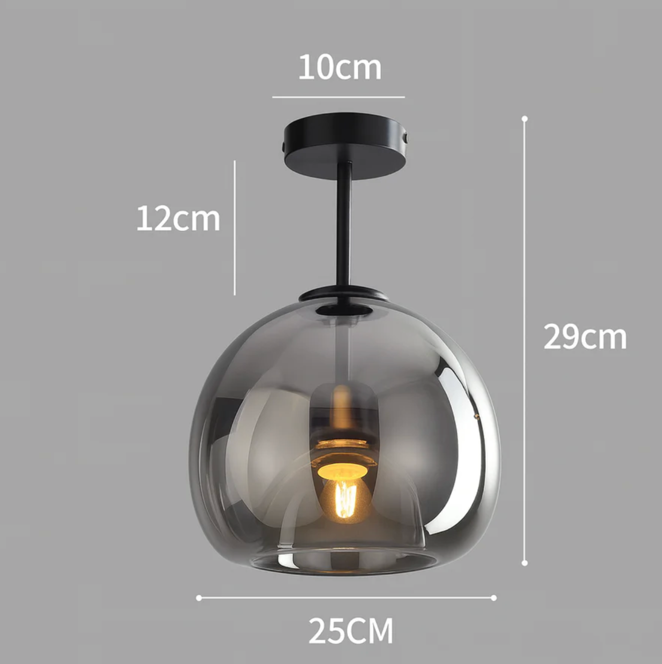 Plafonnier sphère en verre à montage en saillie