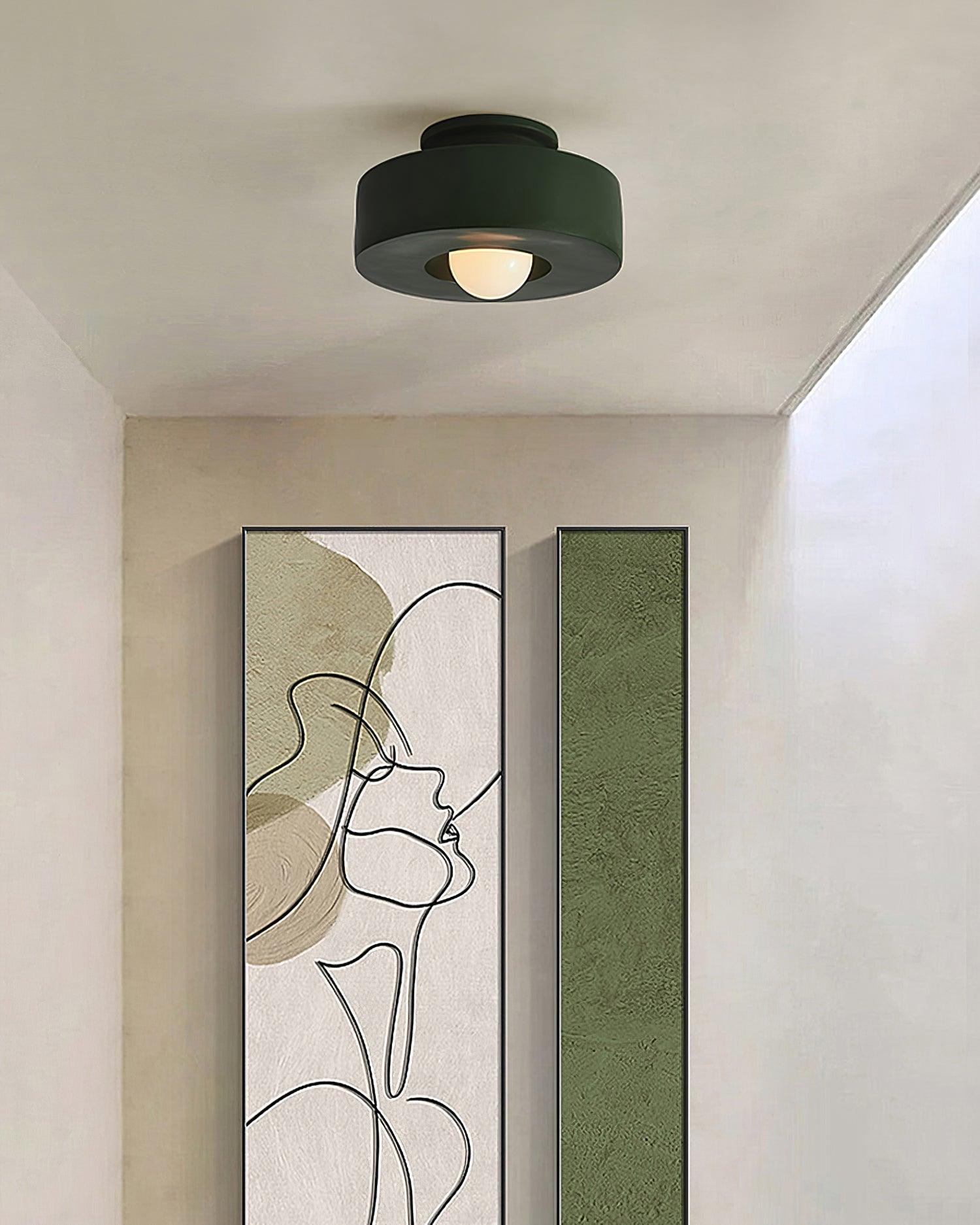 Plafonnier cylindrique à source lumineuse apparente