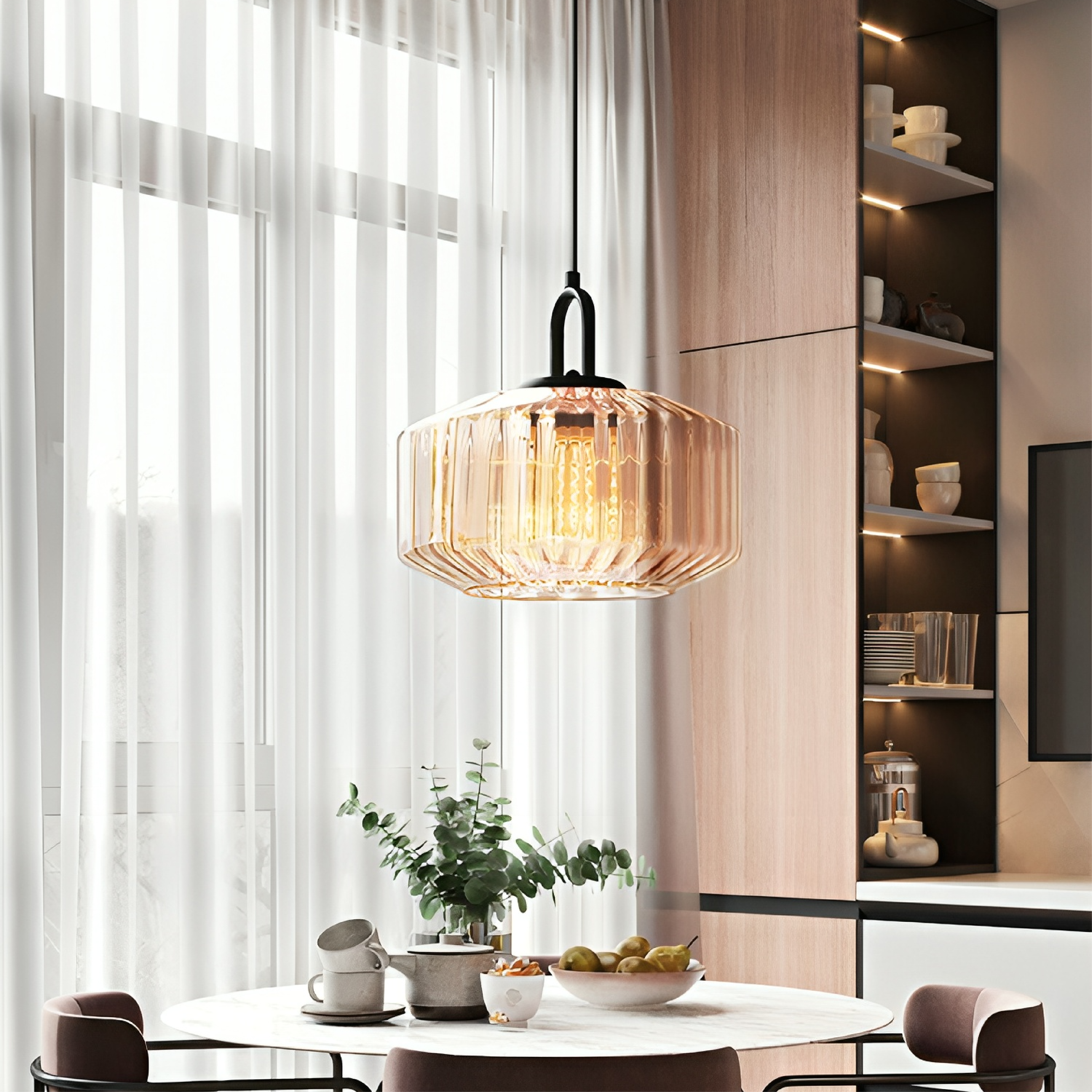 Lampe suspendue moderne en verre coloré