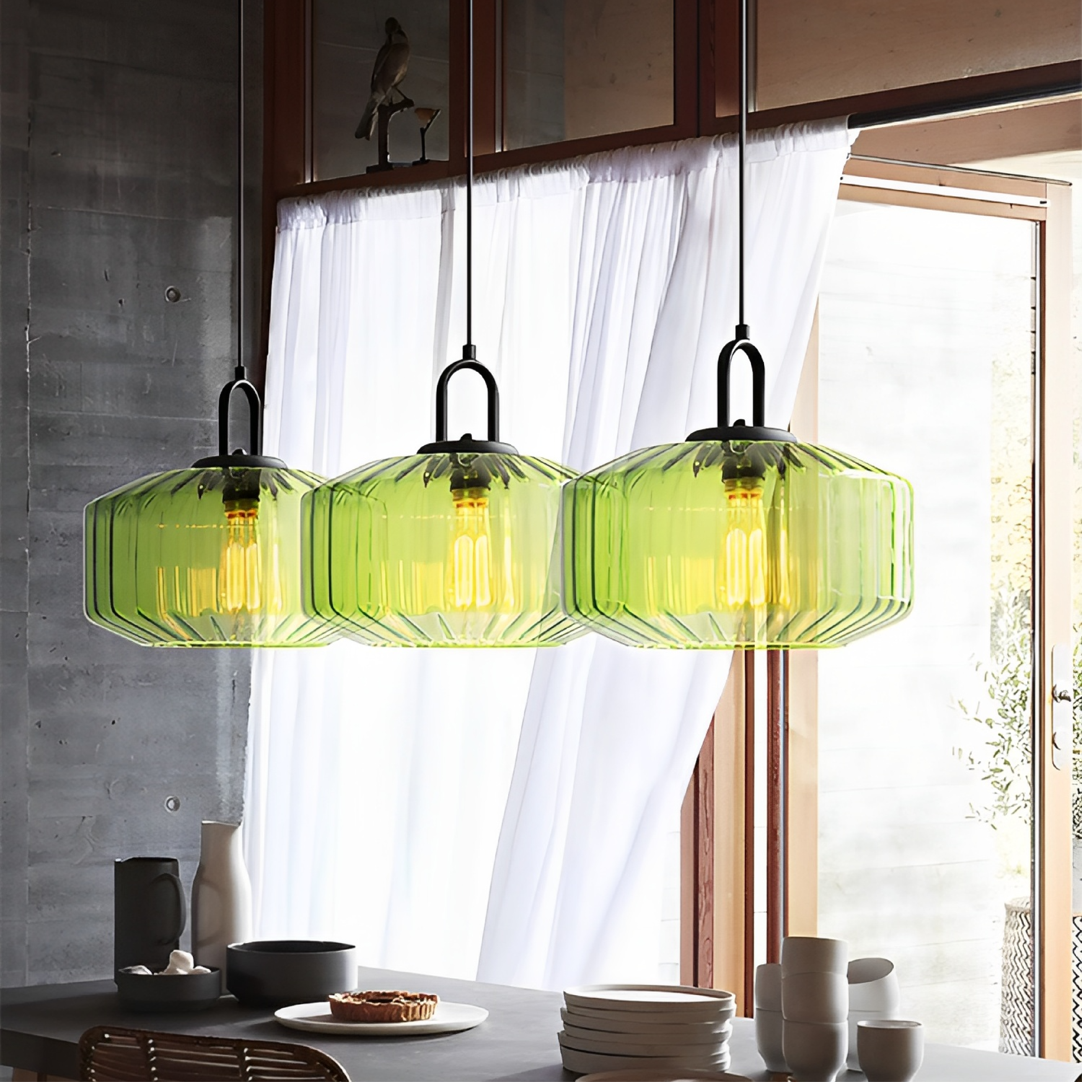 Lampe suspendue moderne en verre coloré