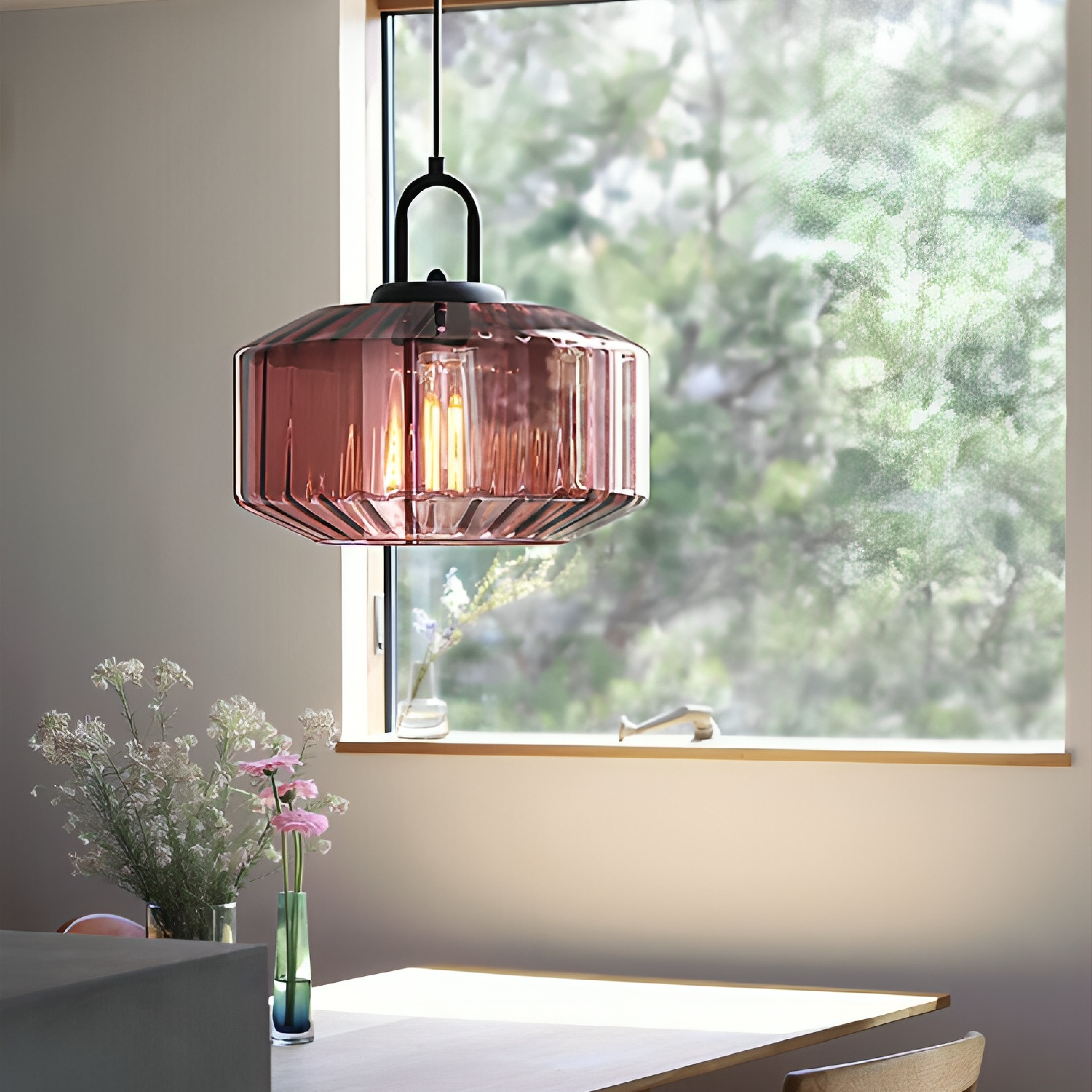 Lampe suspendue moderne en verre coloré