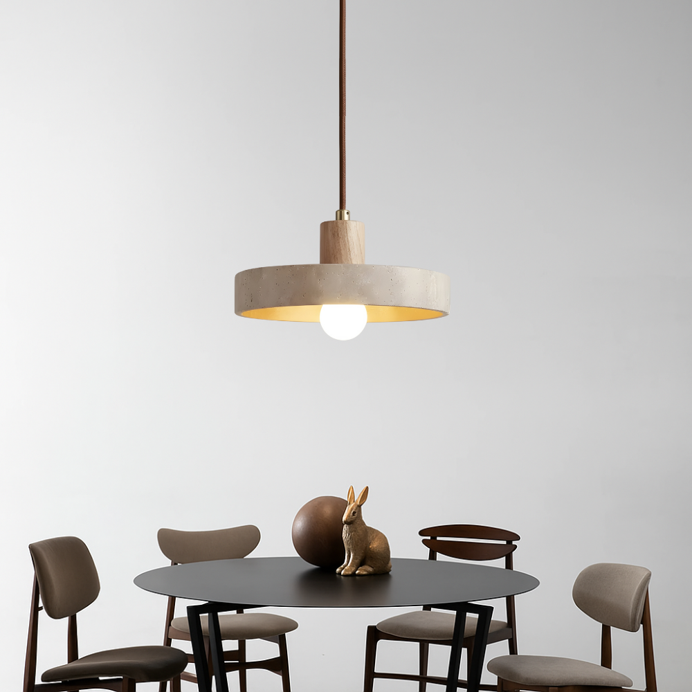 Lampe suspendue Bauhaus en travertin naturel