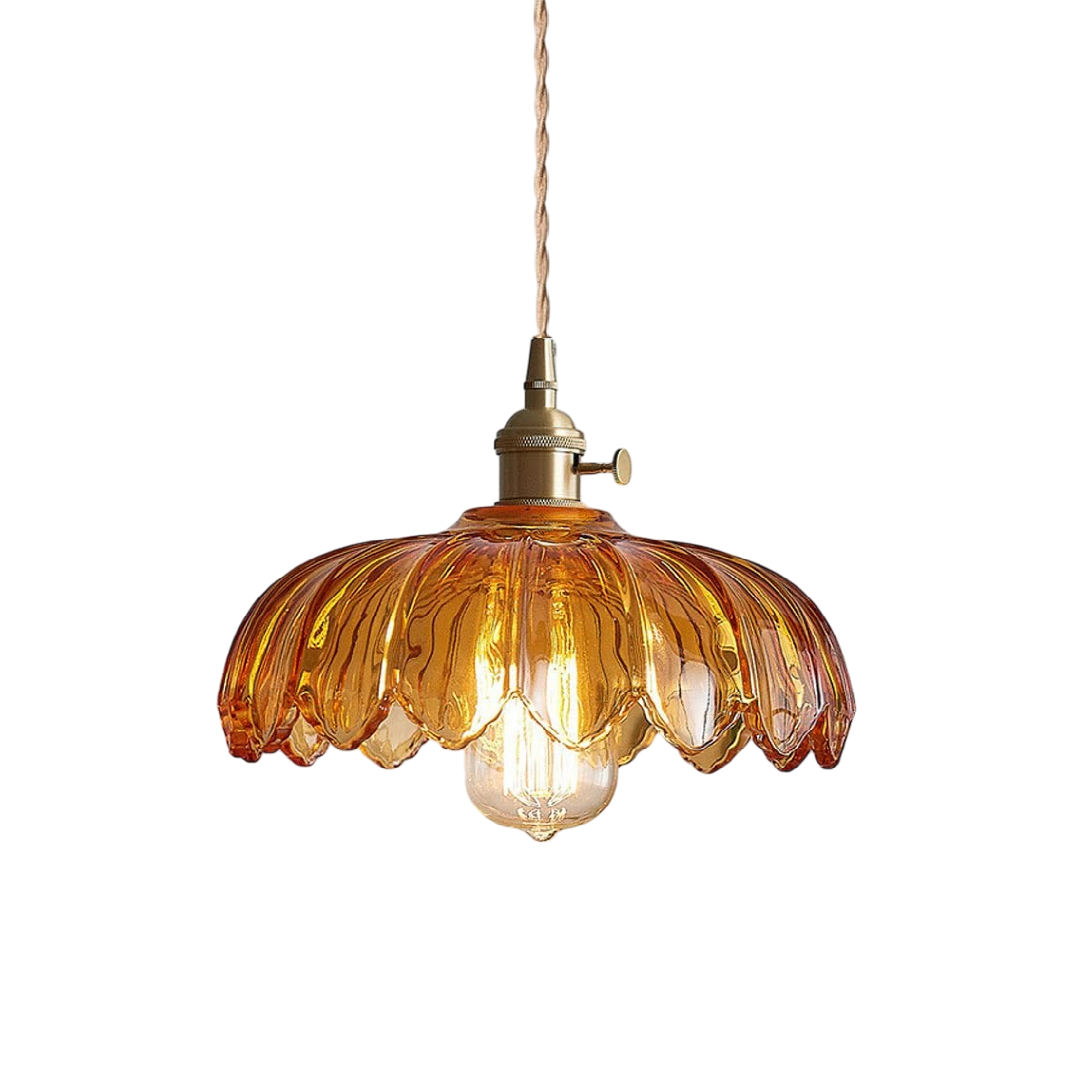 Lampe suspendue en verre en forme de fleur