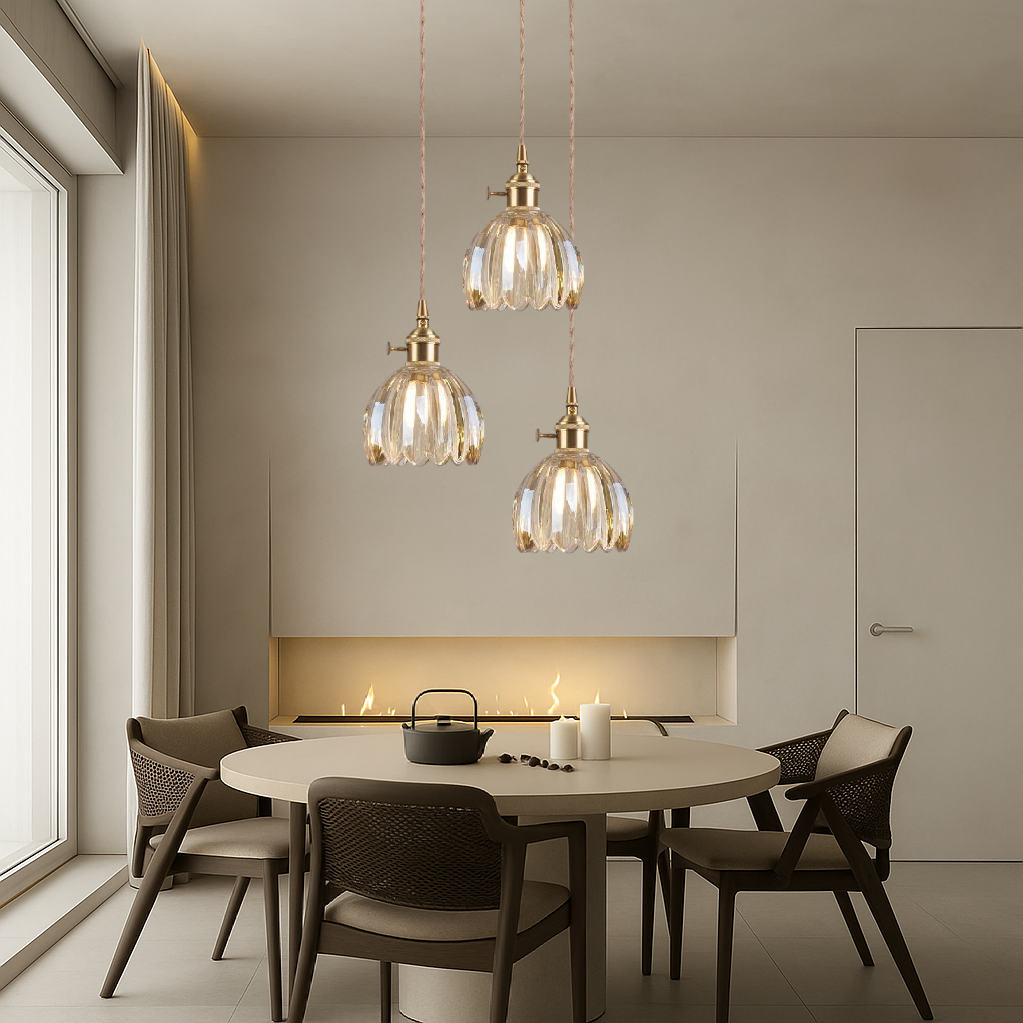 Lampe suspendue japonaise en verre