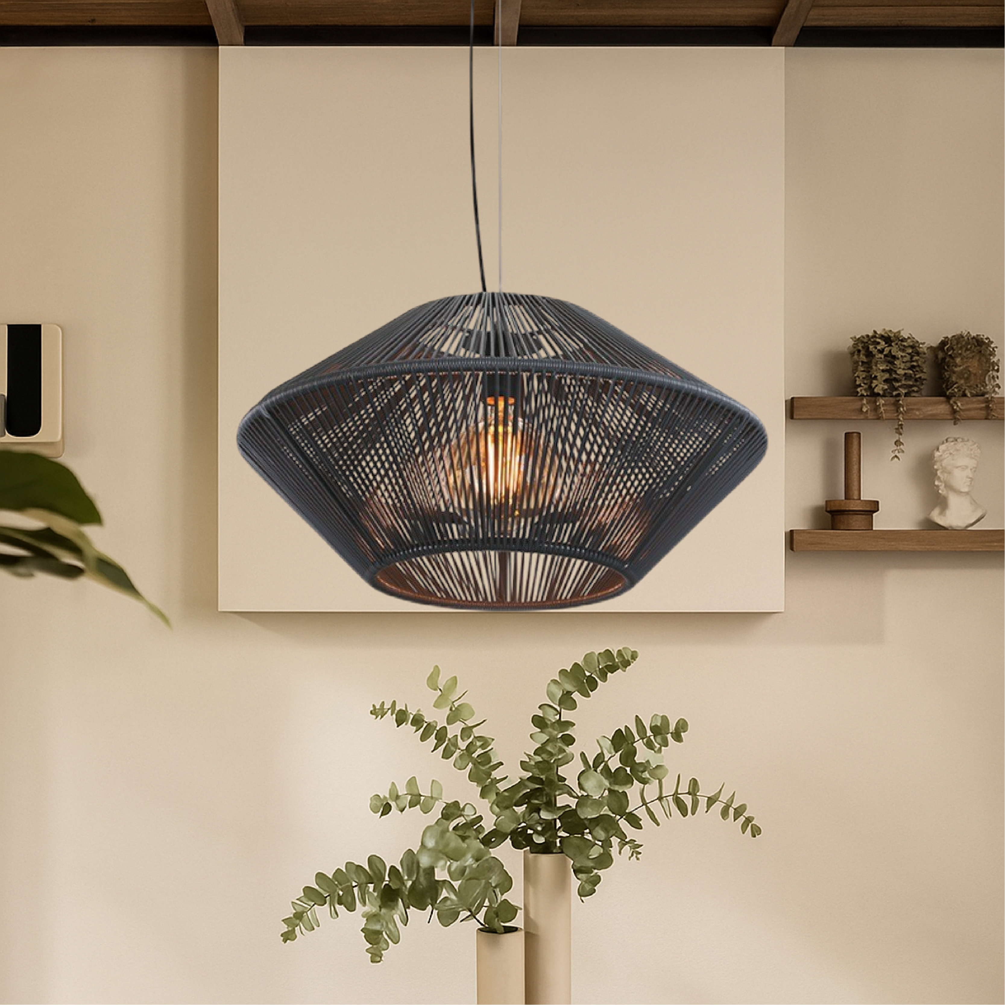 Lampe suspendue moderne tissée à la main