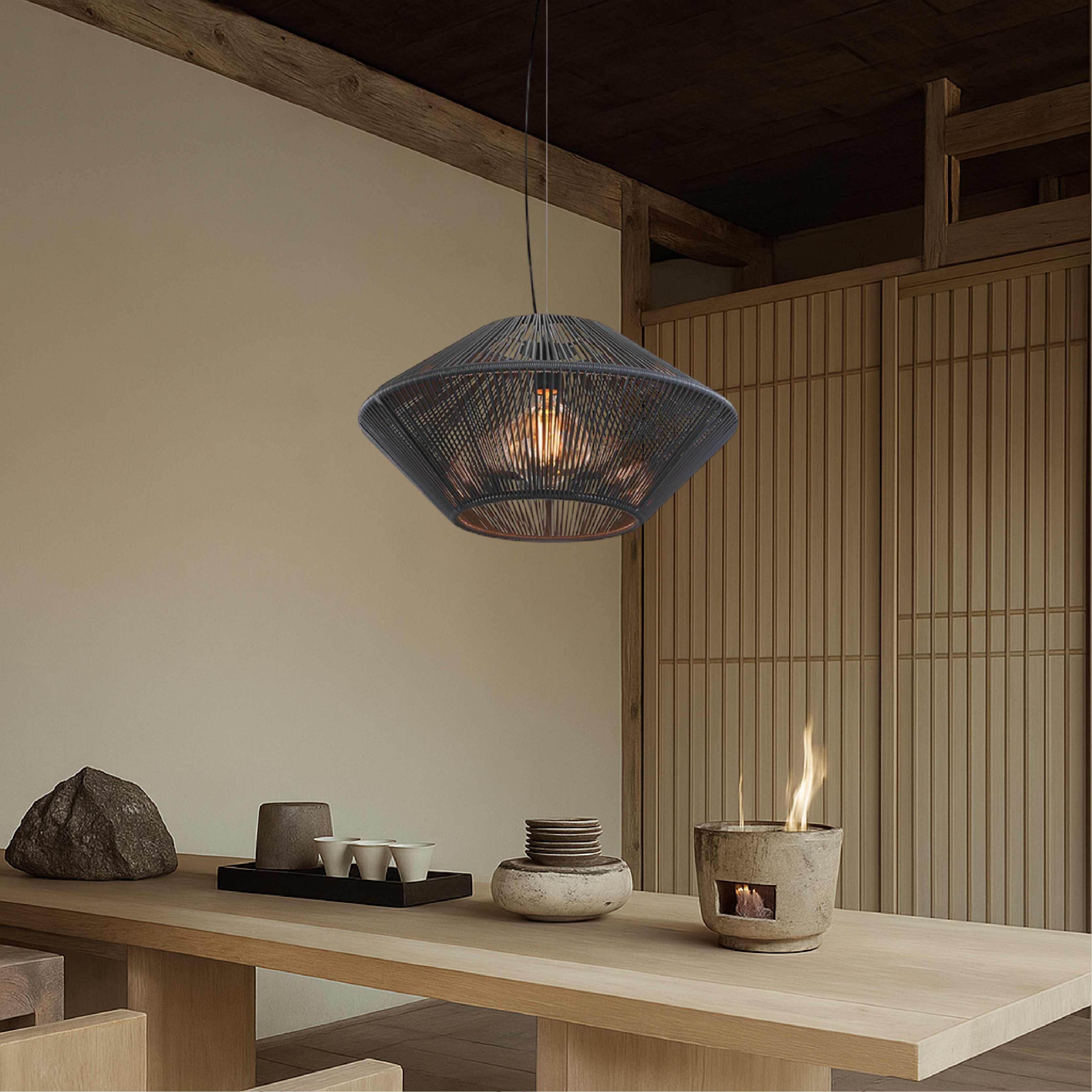 Lampe suspendue moderne tissée à la main