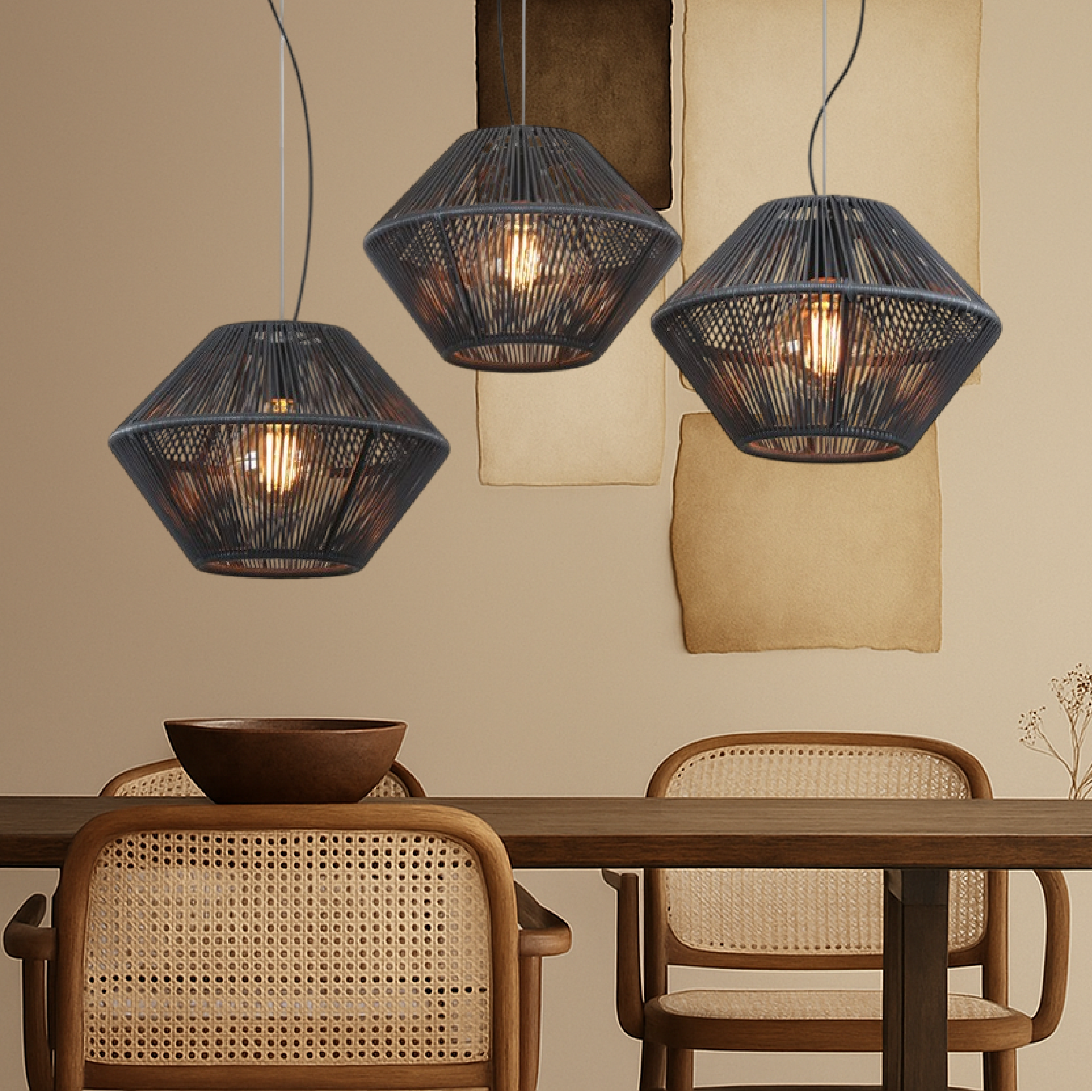 Lampe suspendue moderne tissée à la main