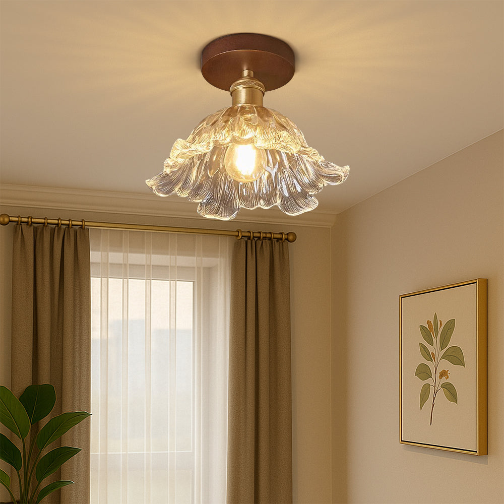 Plafonnier moderne artistique en verre floral