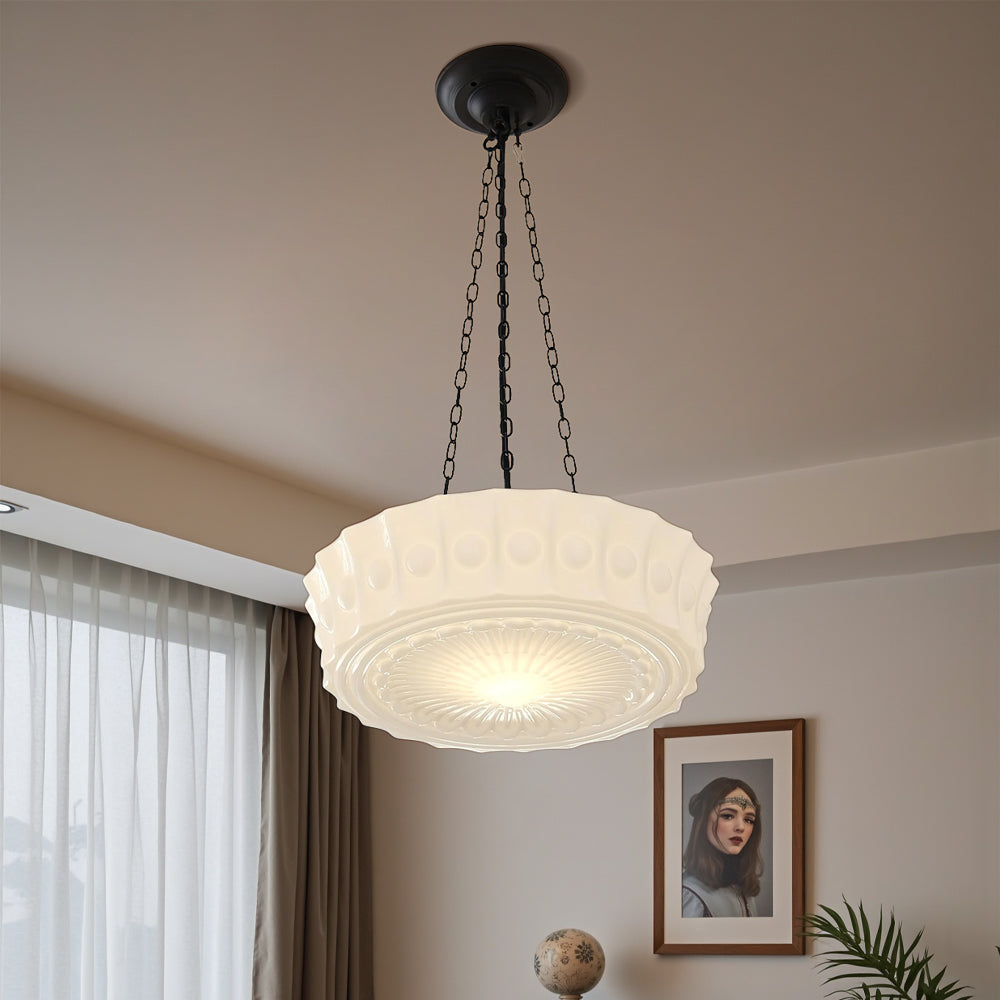 Lampe suspendue minimaliste en opale blanc laiteux