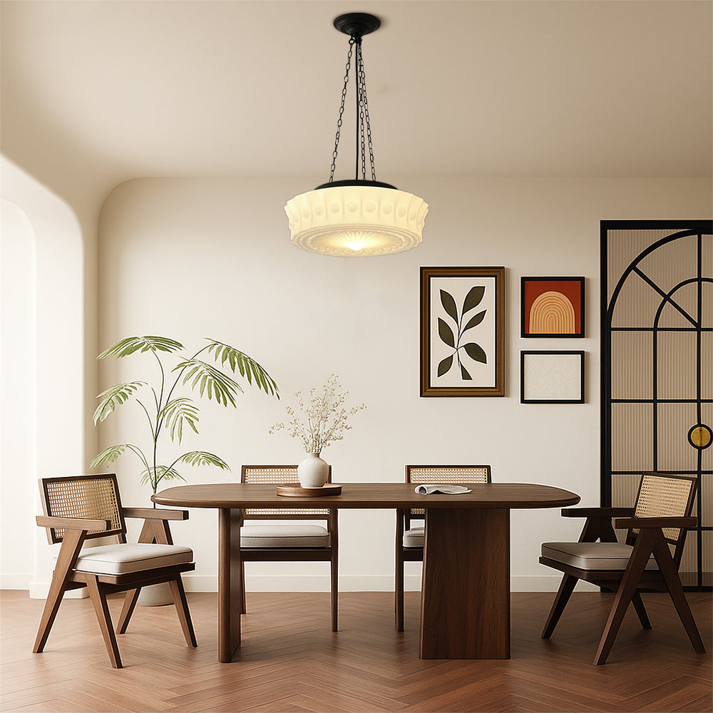 Lampe suspendue minimaliste en opale blanc laiteux