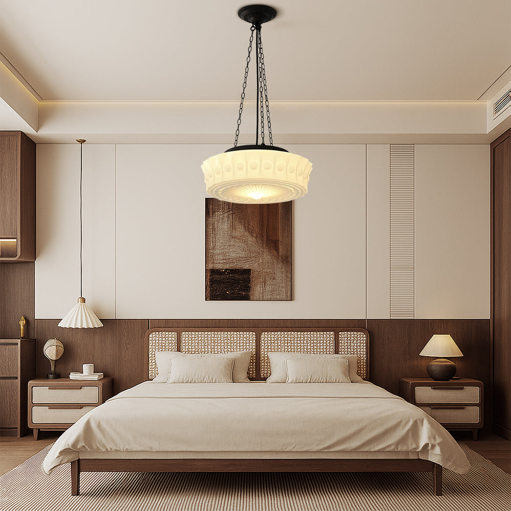 Lampe suspendue minimaliste en opale blanc laiteux