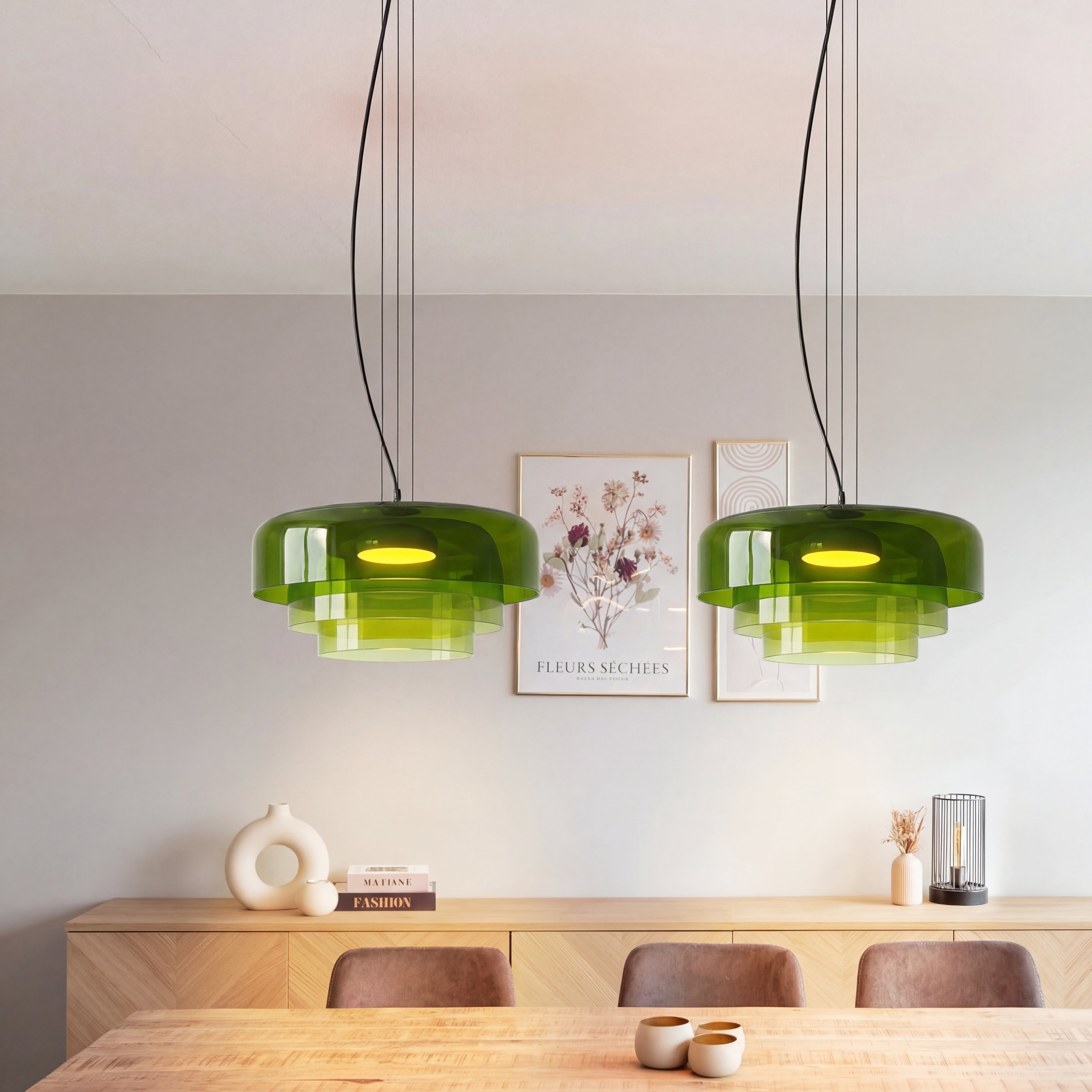 Suspension sculpturale en verre