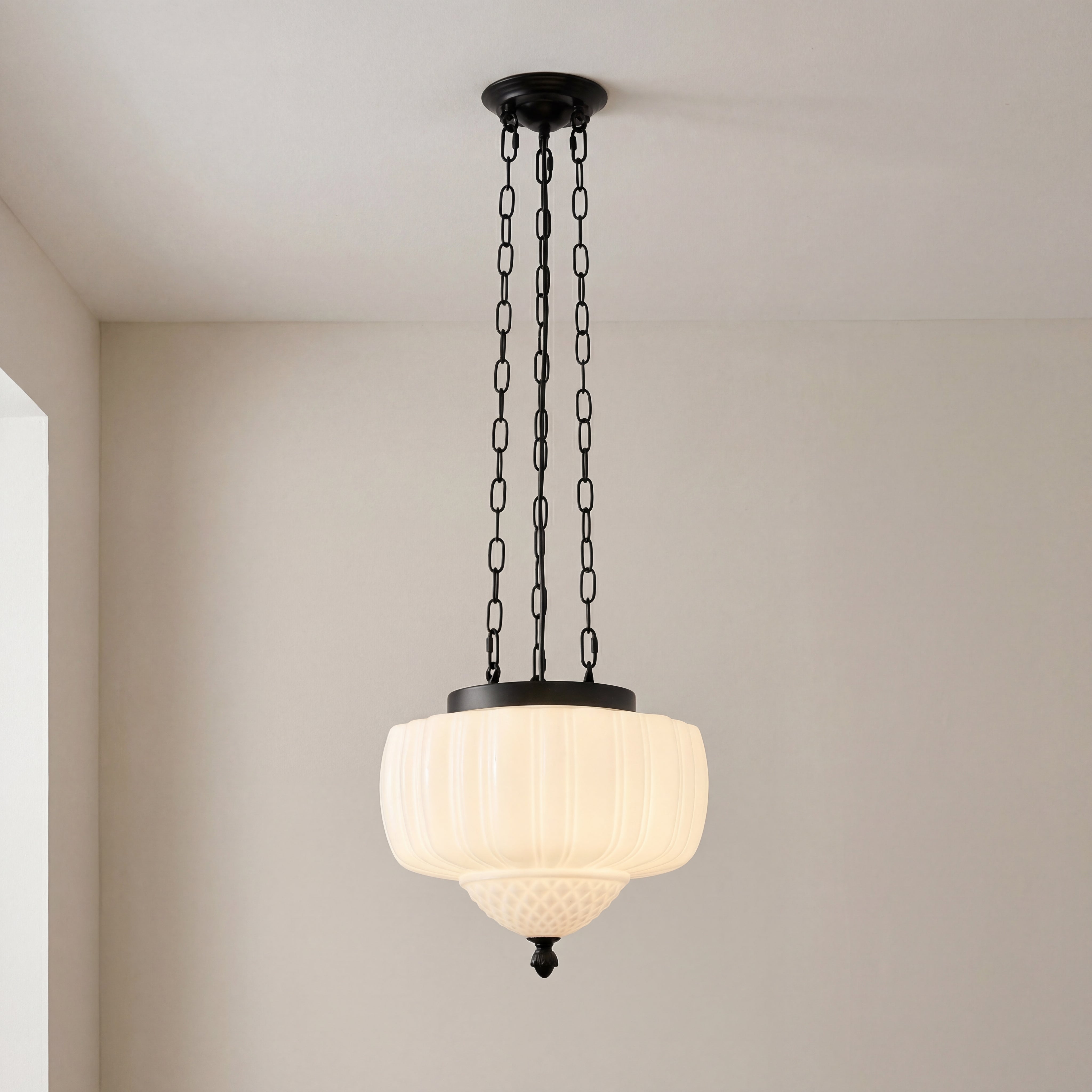 Suspension vintage blanc laiteux