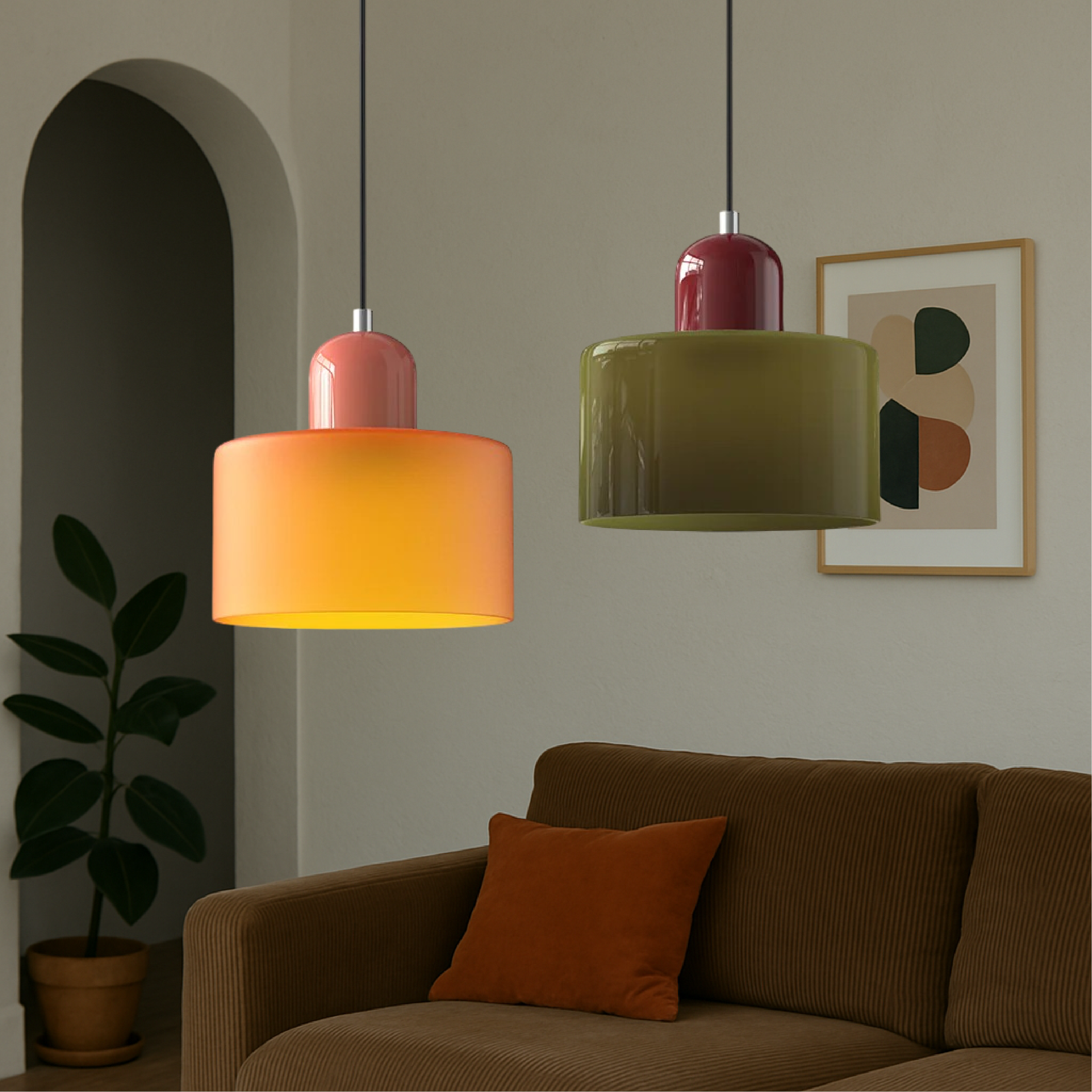 Suspension Bauhaus artistique en verre