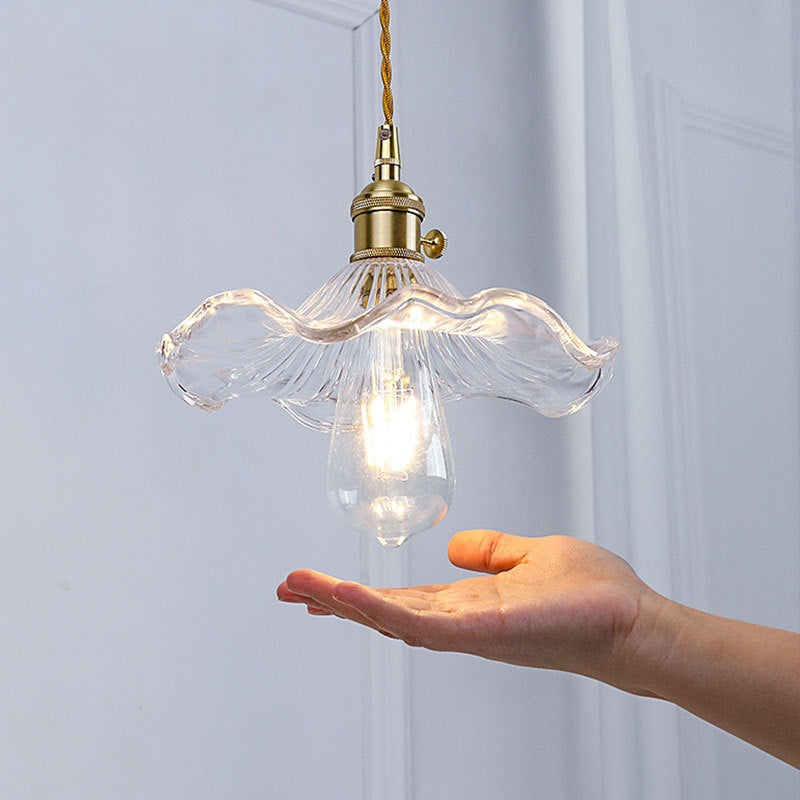 Suspension vintage en verre floral