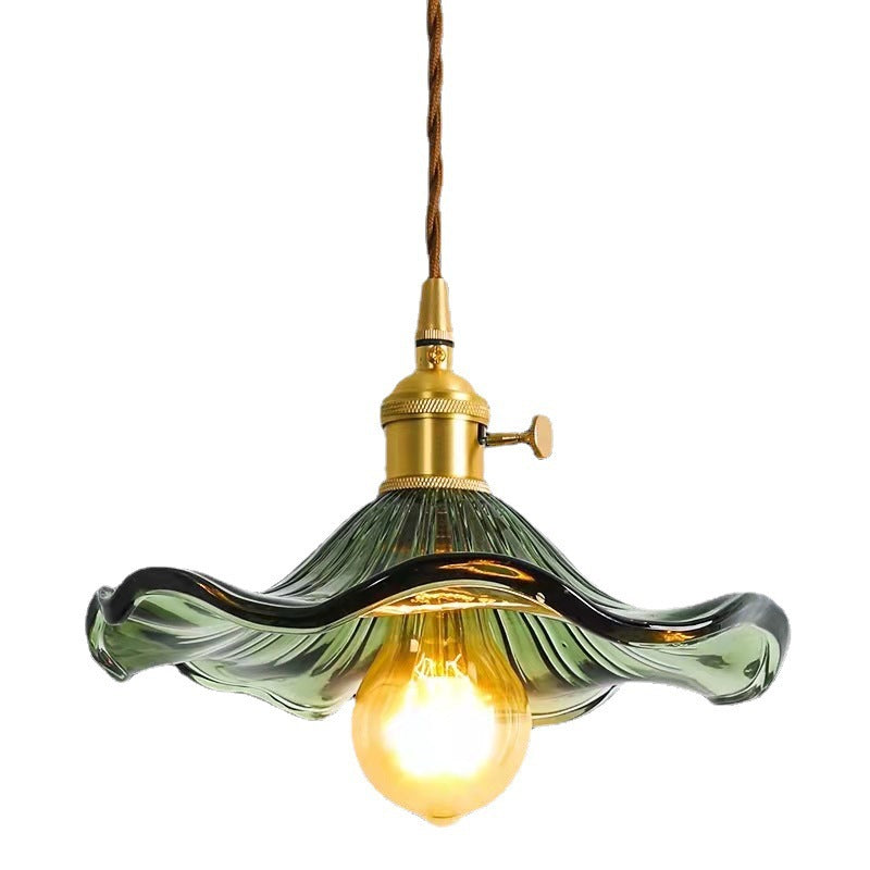 Suspension vintage en verre floral