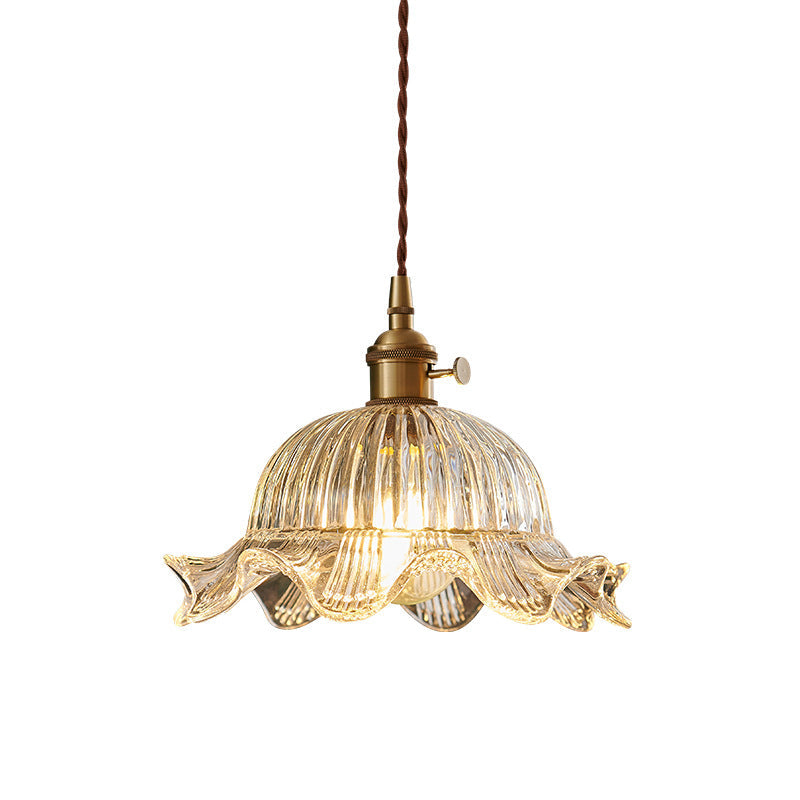 Lampe suspendue scandinave vintage en verre transparent