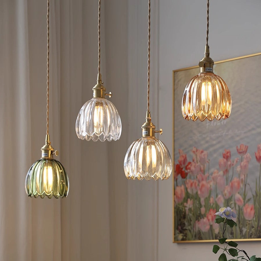 Lampe suspendue japonaise en verre