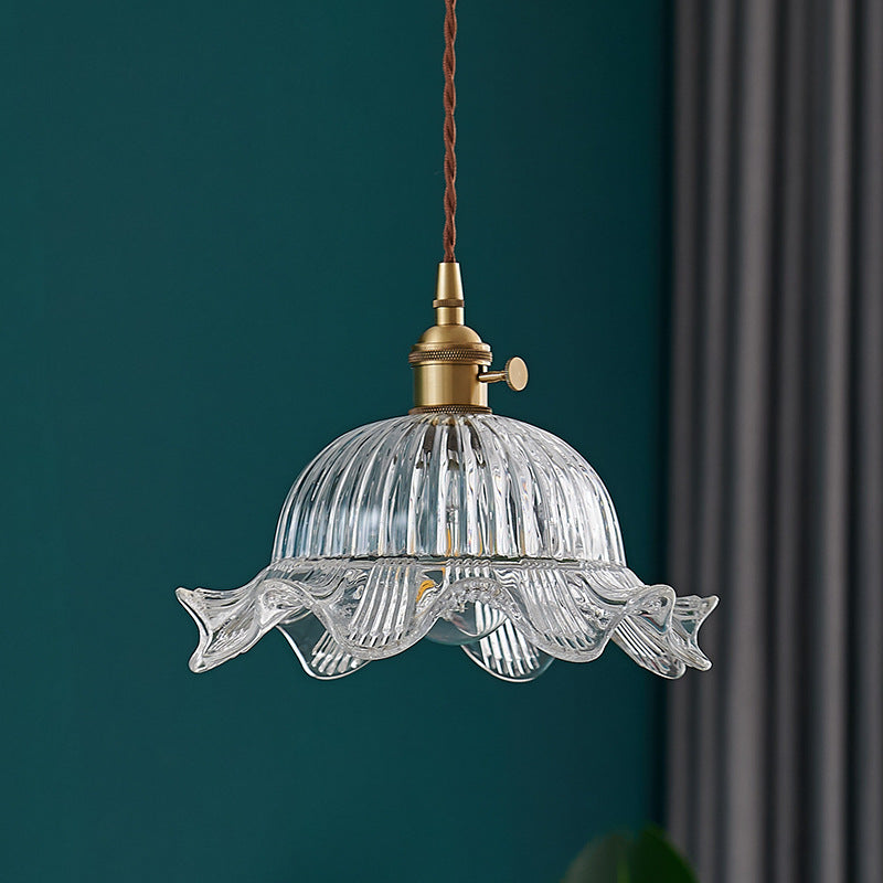 Lampe suspendue scandinave vintage en verre transparent