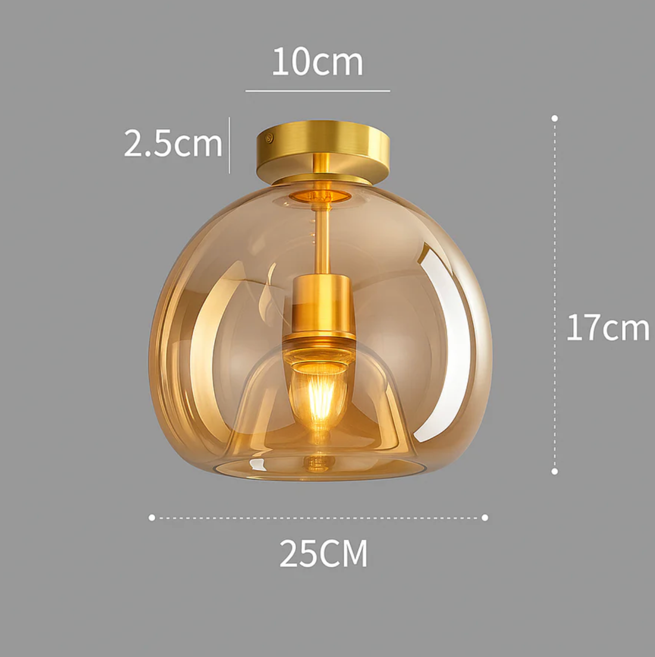 Plafonnier sphère en verre à montage en saillie