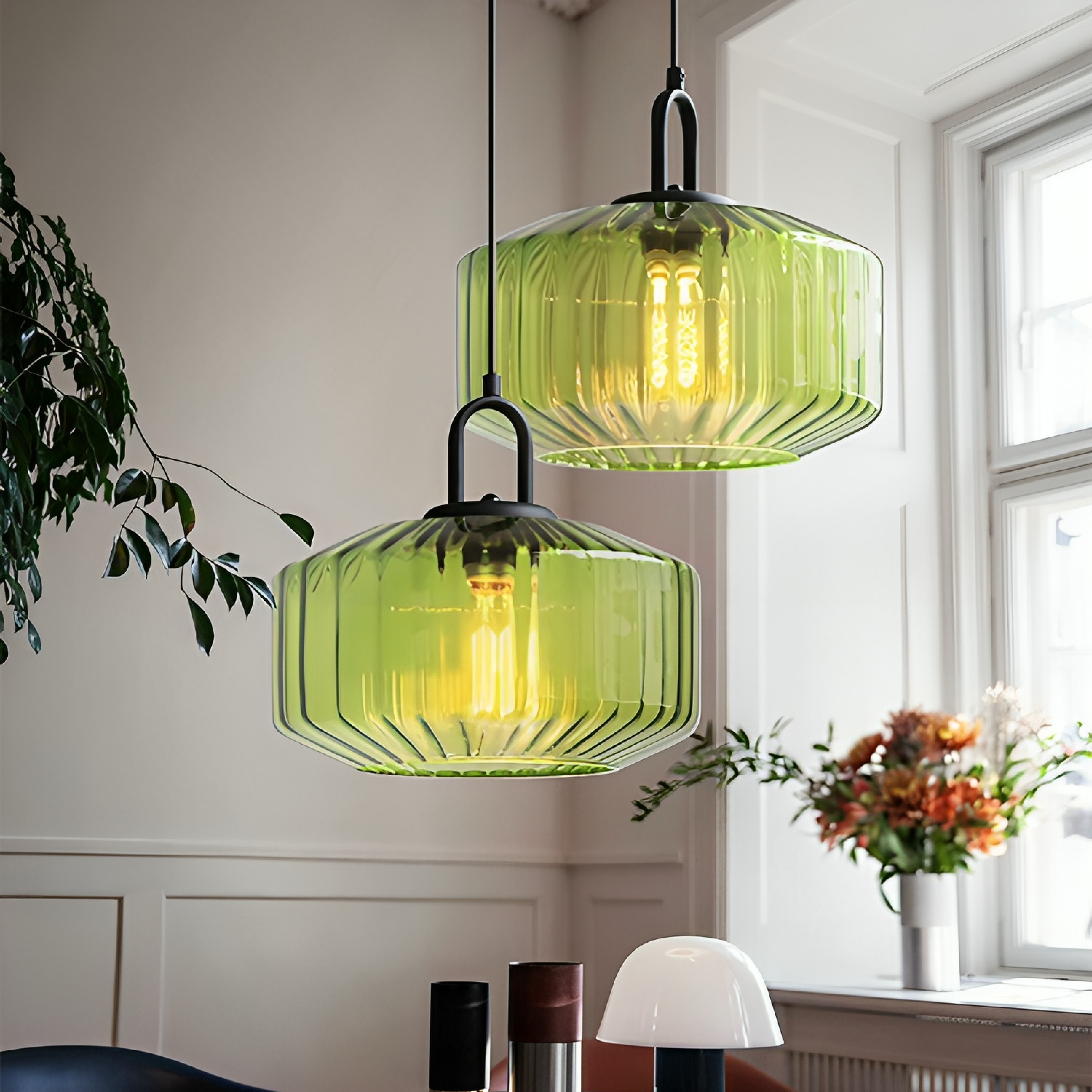 Lampe suspendue moderne en verre coloré