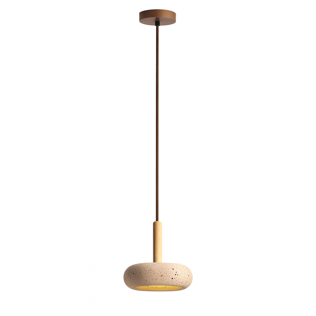 Lampe suspendue minimaliste en travertin